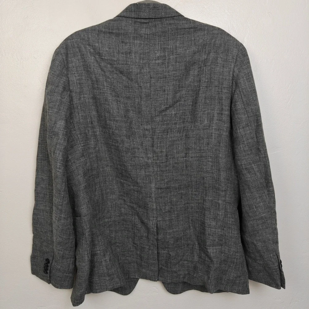Banana Republic Mens Blazer 44R Grey Linen Two-Button Notch Lapel Business